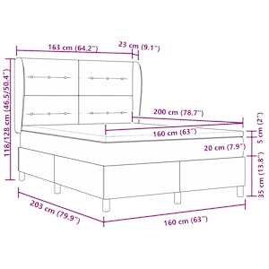 Postel s boxspringem s matrací Tmavě zelená 200 x 160 cm samet - obrázek 12