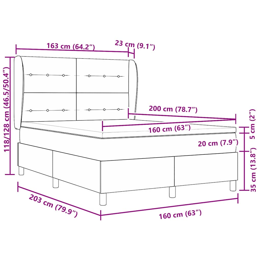 Postel s boxspringem s matrací Tmavě modrá 200 x 160 cm samet - obrázek 10