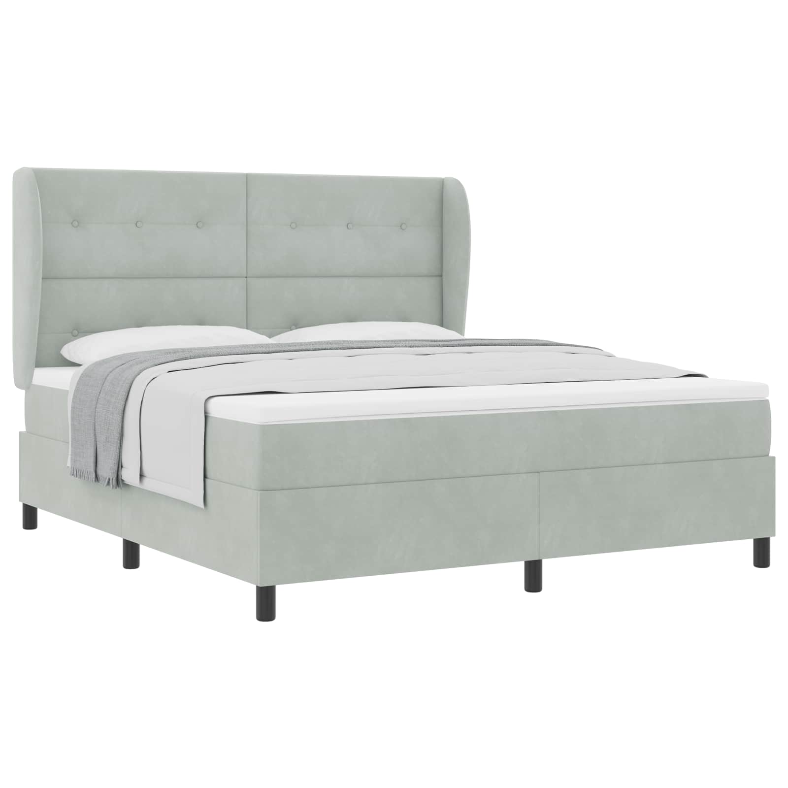 Postel s boxspringem s matrací Světle šedá 200 x 180 cm samet - obrázek 2
