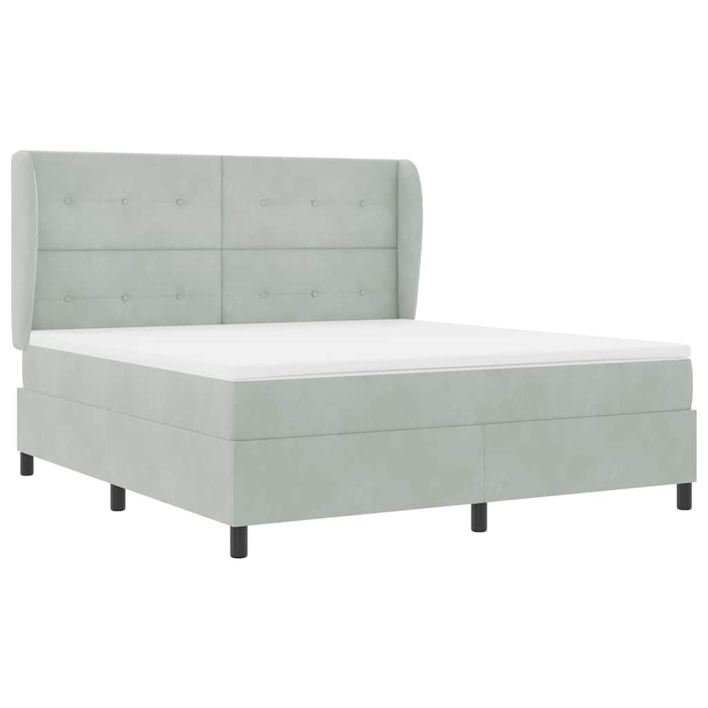 Postel s boxspringem s matrací Světle šedá 200 x 180 cm samet - obrázek 5