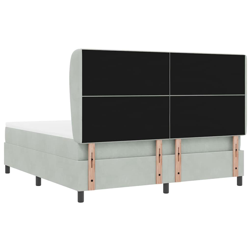 Postel s boxspringem s matrací Světle šedá 200 x 180 cm samet - obrázek 8