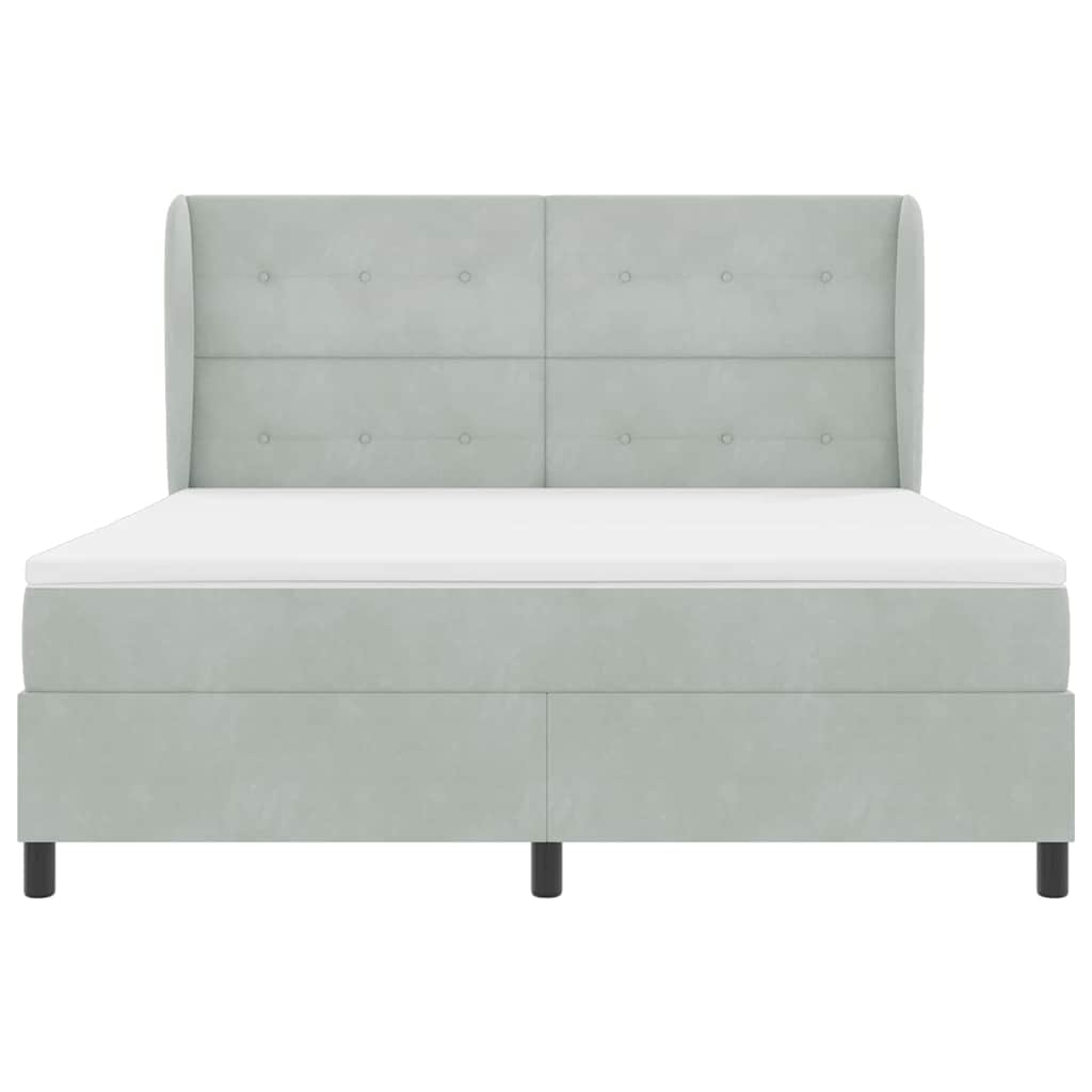 Postel s boxspringem s matrací Světle šedá 200 x 180 cm samet - obrázek 6