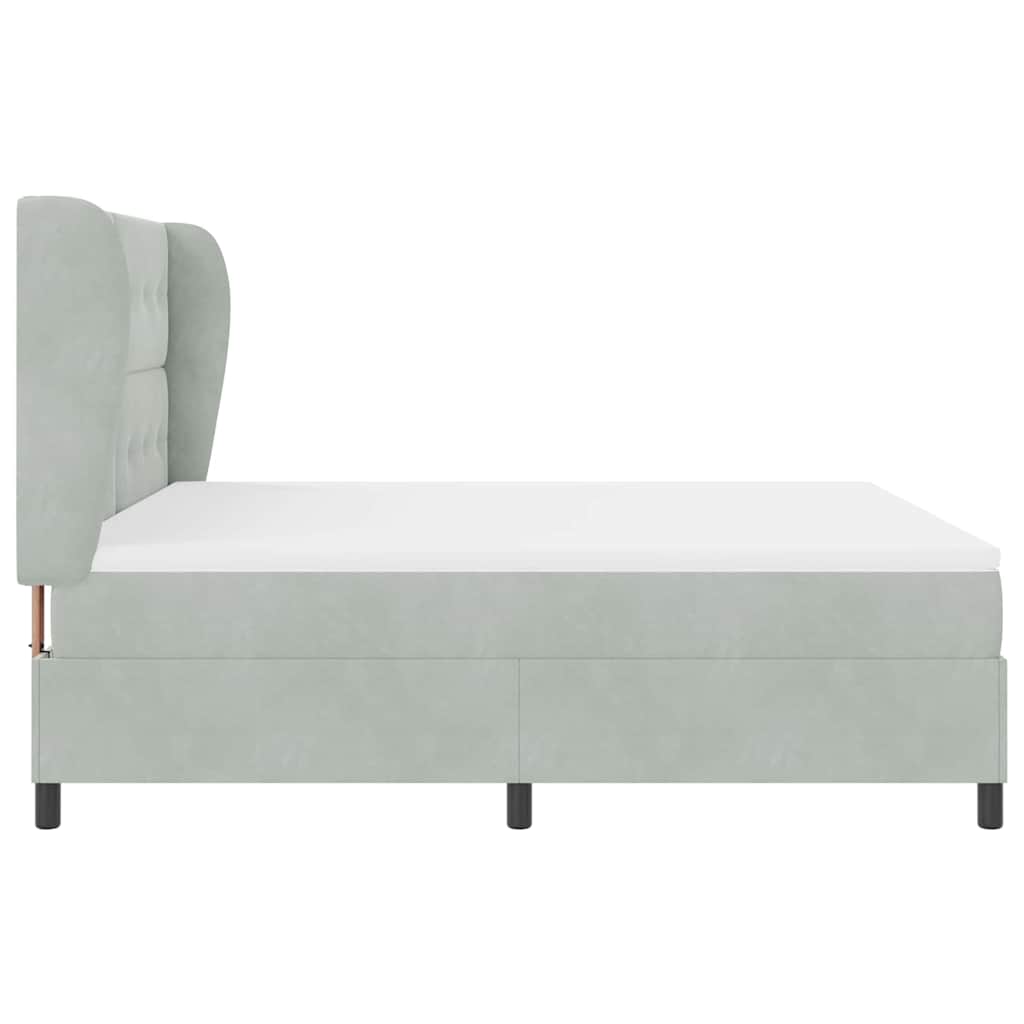 Postel s boxspringem s matrací Světle šedá 200 x 180 cm samet - obrázek 7