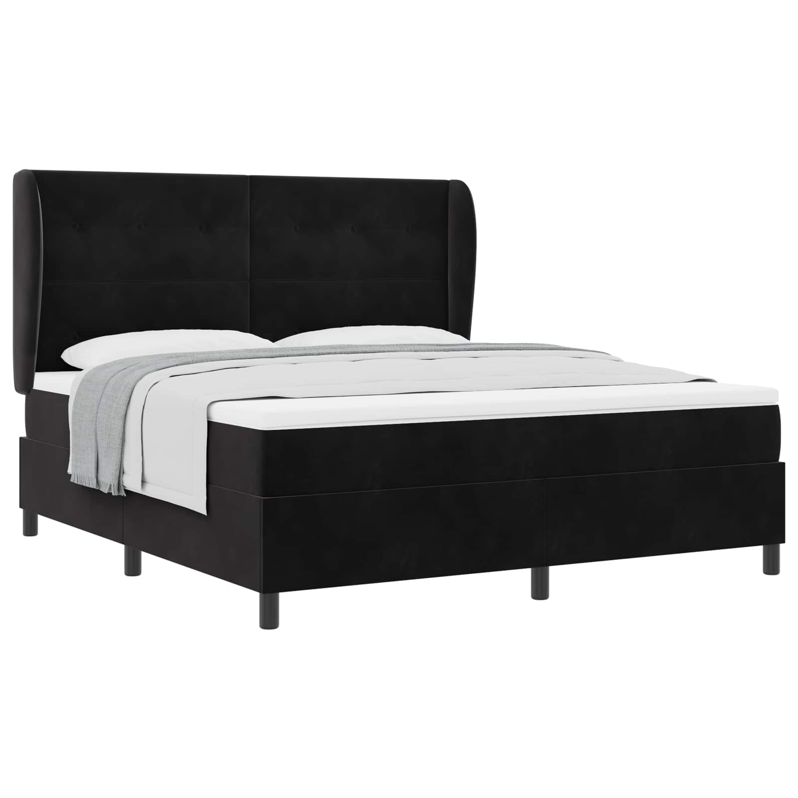 Postel s boxspringem s matrací s čelo Černý 200 x 180 cm samet - obrázek 2