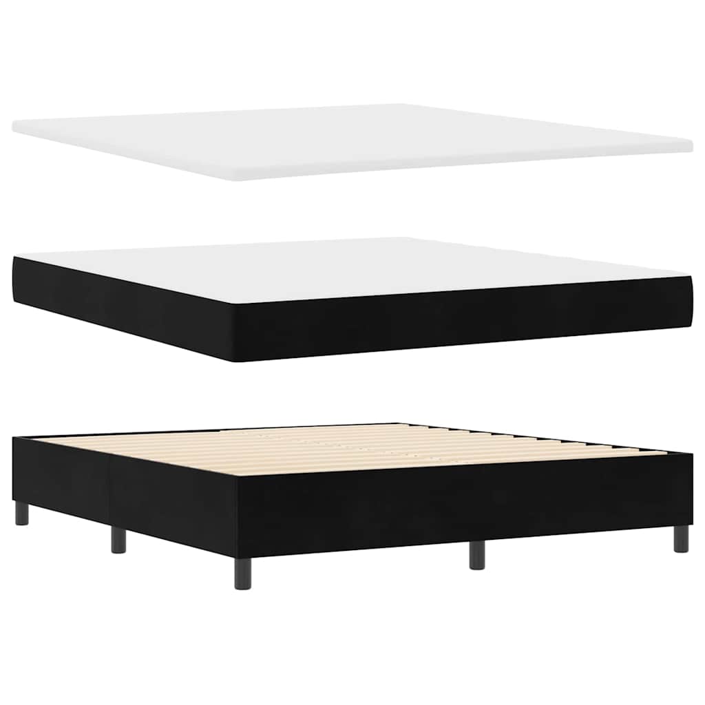 Postel s boxspringem s matrací s čelo Černý 200 x 180 cm samet - obrázek 6
