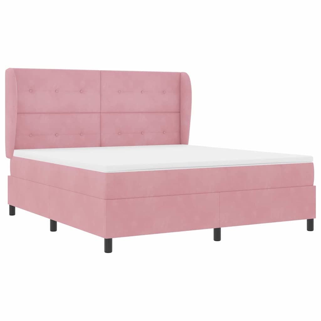 Postel s boxspringem s matrací s čelo Růžová 200 x 180 cm samet - obrázek 5