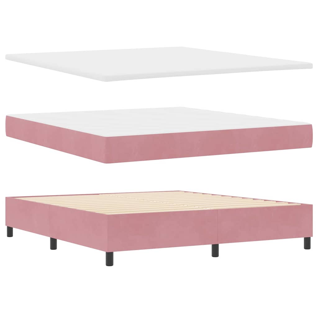 Postel s boxspringem s matrací s čelo Růžová 200 x 180 cm samet - obrázek 6