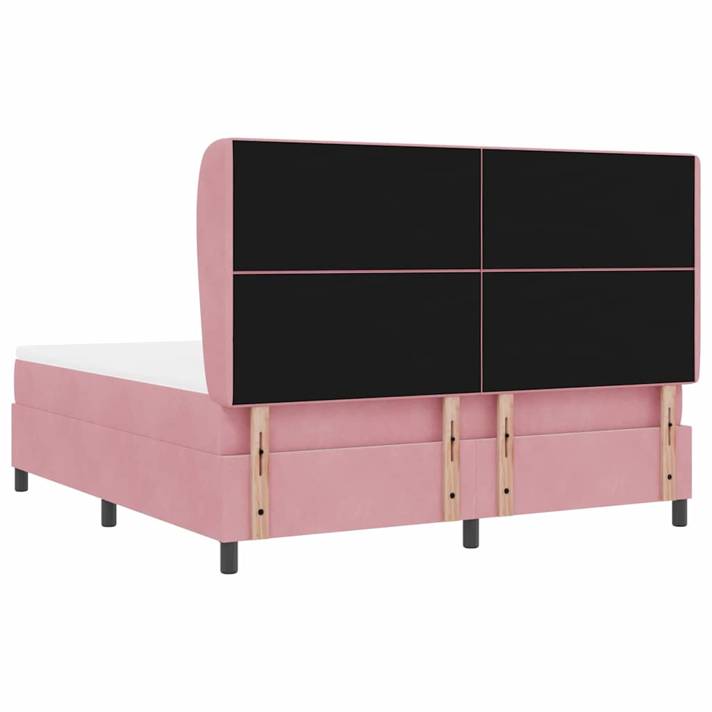 Postel s boxspringem s matrací s čelo Růžová 200 x 180 cm samet - obrázek 9