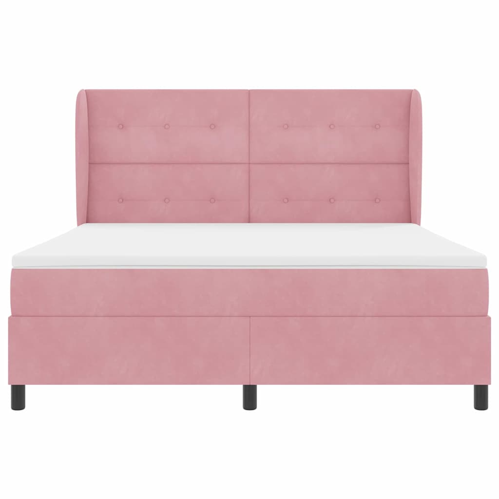 Postel s boxspringem s matrací s čelo Růžová 200 x 180 cm samet - obrázek 7