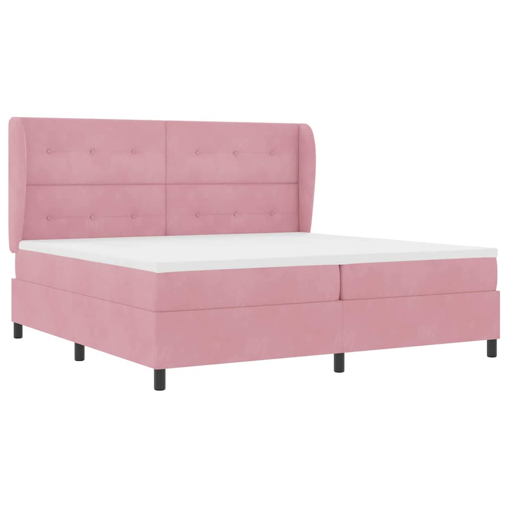 Postel s boxspringem s matrací s čelo Růžová 200 x 200 cm samet - obrázek 5