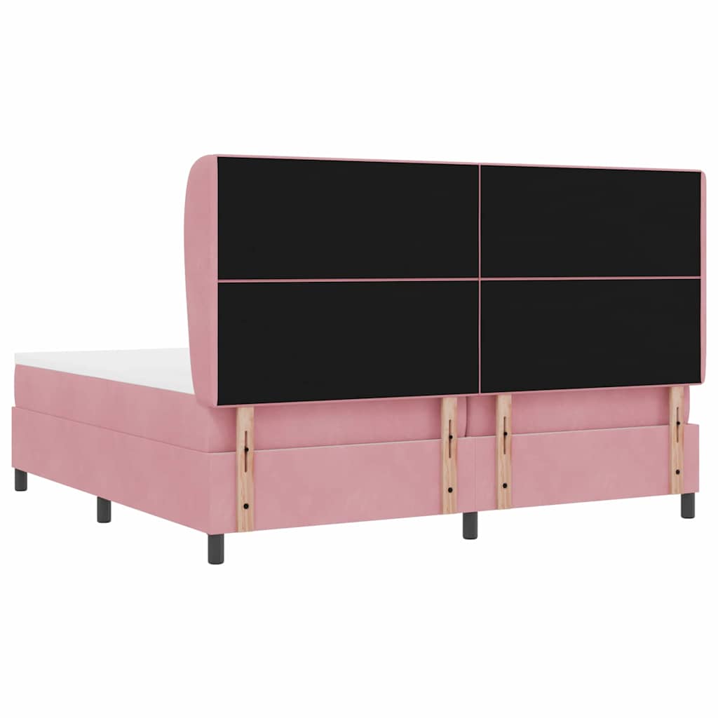 Postel s boxspringem s matrací s čelo Růžová 200 x 200 cm samet - obrázek 9