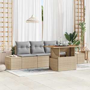 Zahradní jídelní souprava s polštářem 5 pcs Beige a šedá - obrázek 1