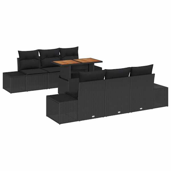 vidaXL Aia Diivanikomplekt 7 tk Must pol&uuml;rotang