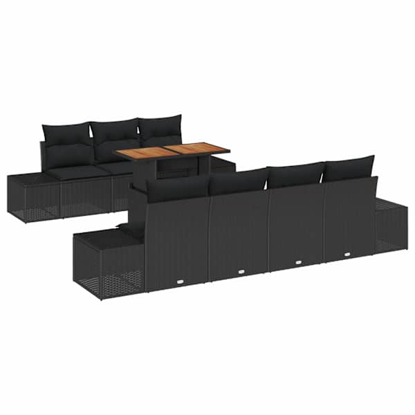vidaXL Aia Diivanikomplekt 8 tk Must pol&uuml;rotang