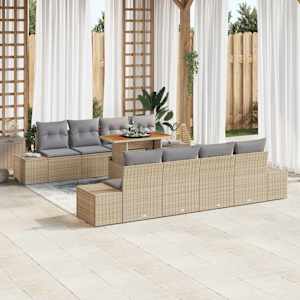 Zahradní jídelní souprava s polštářem 9 pcs Beige a šedá - obrázek 1