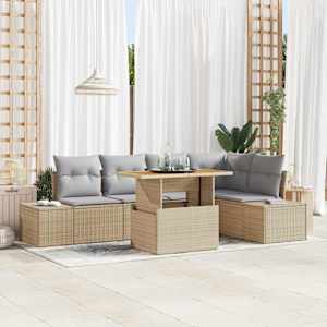 Zahradní jídelní souprava s polštářem 6 pcs Beige a šedá - obrázek 1
