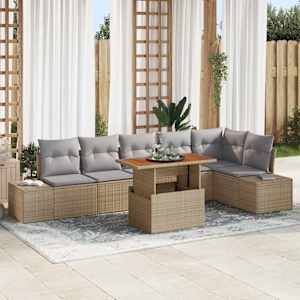 Zahradní jídelní souprava s polštářem 7 pcs Beige a šedá - obrázek 1