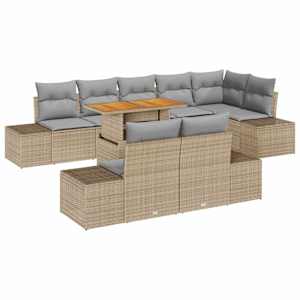 Zahradní jídelní souprava s polštářem 9 pcs Beige a šedá - obrázek 2