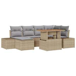 Zahradní jídelní souprava s polštářem 7 pcs Beige a šedá - obrázek 2