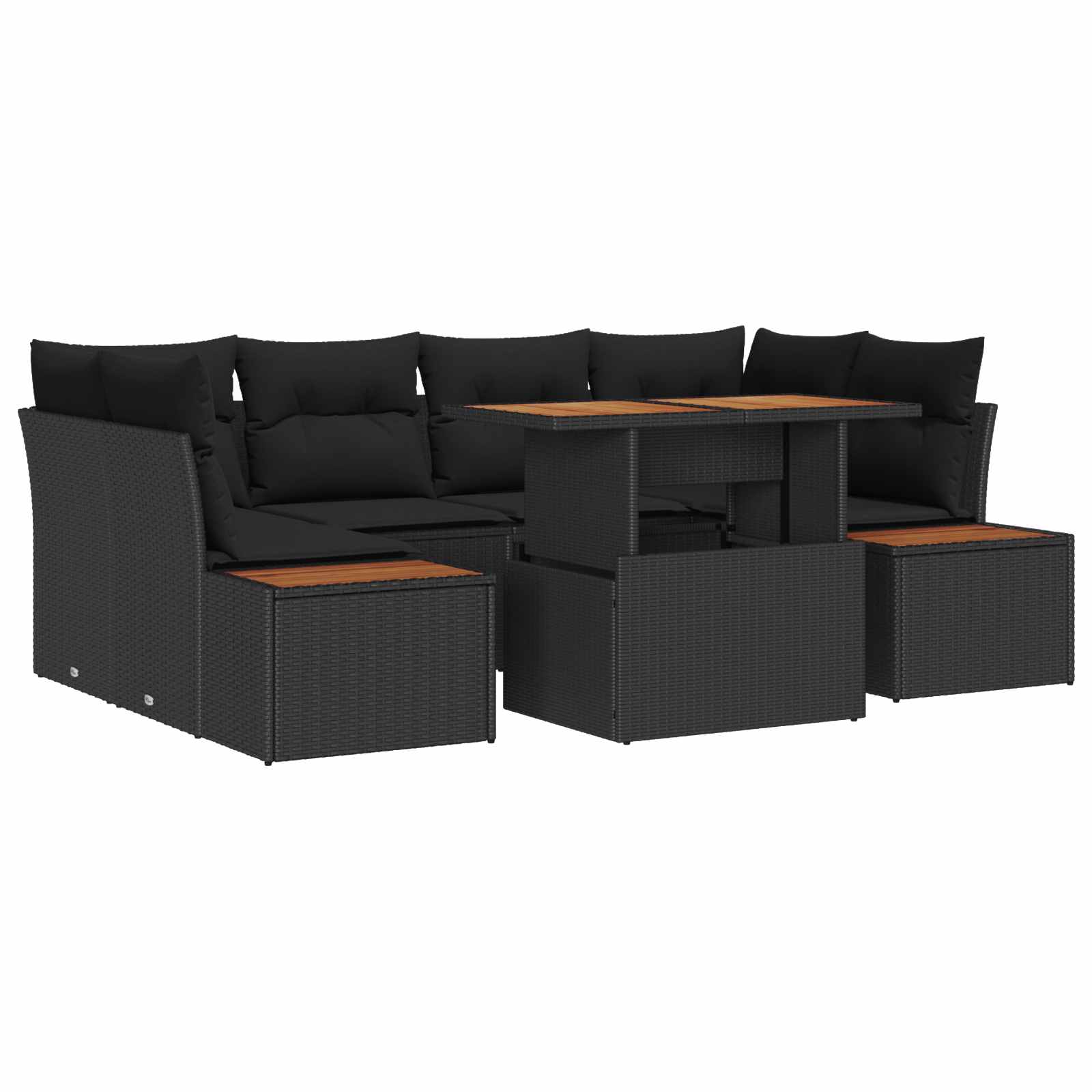 Conjunto de Comedor de Jardín con cojín 9 pcs Negro y Marrón