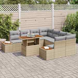 Zahradní jídelní souprava s polštářem 9 pcs Beige a šedá - obrázek 3