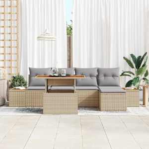 Zahradní jídelní souprava s polštářem 6 pcs Beige a šedá - obrázek 3
