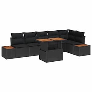 vidaXL Aia Diivanikomplekt 7 tk Must pol&uuml;rotang