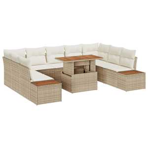 vidaXL Aia Diivanikomplekt 10 tk Beež pol&uuml;rotang