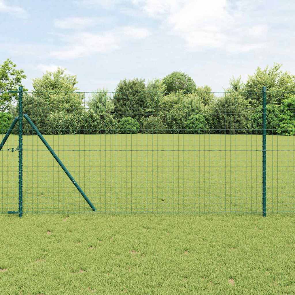 Plotové stĺpiky 26 ks Zelené Ø32 mm 170 cm pozinkované oceľové 3350119