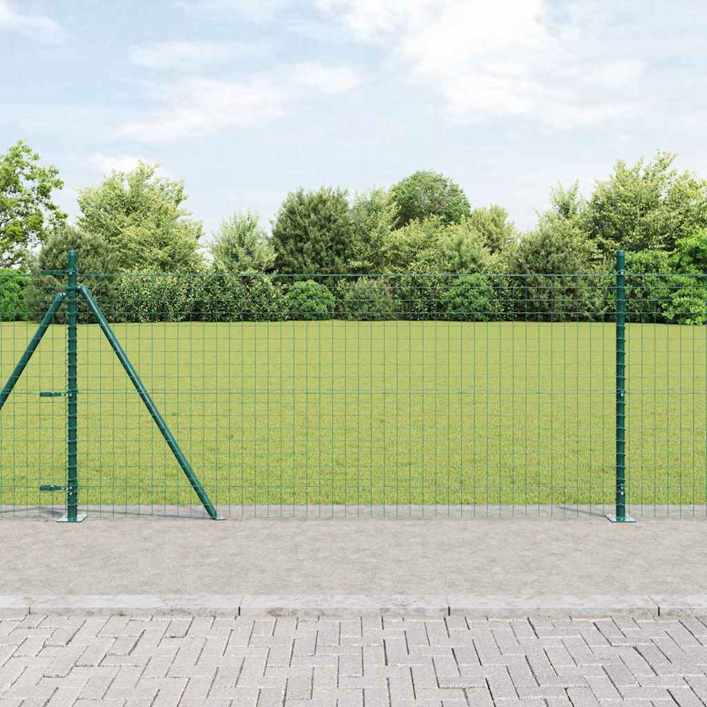 hegnsposter Sæt med 26 Grøn Beton og Metal 3,2 x 3,2 x 90 cm