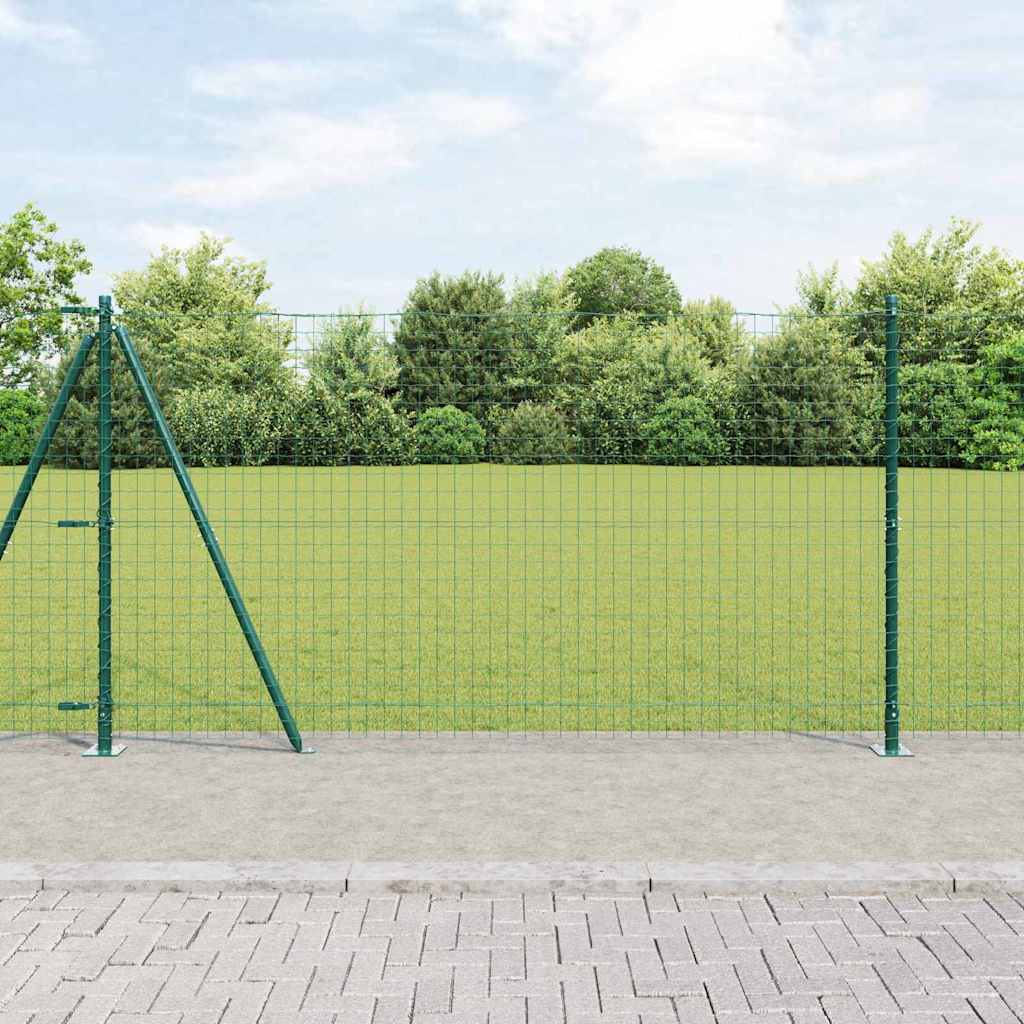 Hegnsposter Sæt af 52 Grøn Beton, Stål 3.2 x 3.2 x 68.5 cm