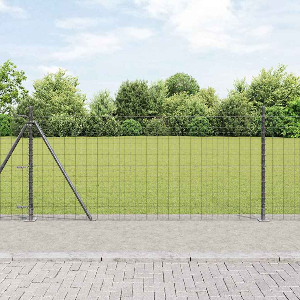 Hegnsposter Sæt af 26 Grå Beton, Metal 3.2 x 3.2 x 110 cm