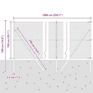 Ocelový plot s řetězovými odkazy na pozemní uchycení 10 x 1,5 m - obrázek 13