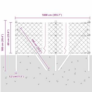 Ocelový plot s řetězovými odkazy na pozemní uchycení 10 x 0,6 m - obrázek 13