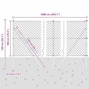 Ocelový plot s řetězovými odkazy na pozemní uchycení 10 x 1 m - obrázek 13