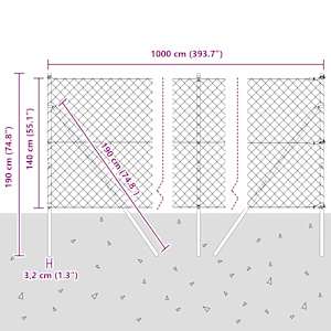 Ocelový plot s řetězovými odkazy na pozemní uchycení 10 x 1,4 m - obrázek 14