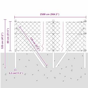 Ocelový plot s řetězovými odkazy na pozemní uchycení 0,8 x 25 m - obrázek 13