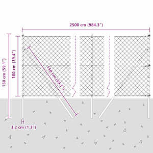 Ocelový plot s řetězovými odkazy na pozemní uchycení 1 x 25 m - obrázek 14