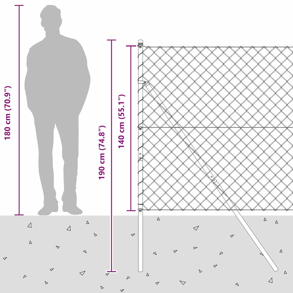 Plotový sloupek. Zelená 25 x 1,4 m (60 x 60 mm síť) Ocel a PVC - obrázek 15
