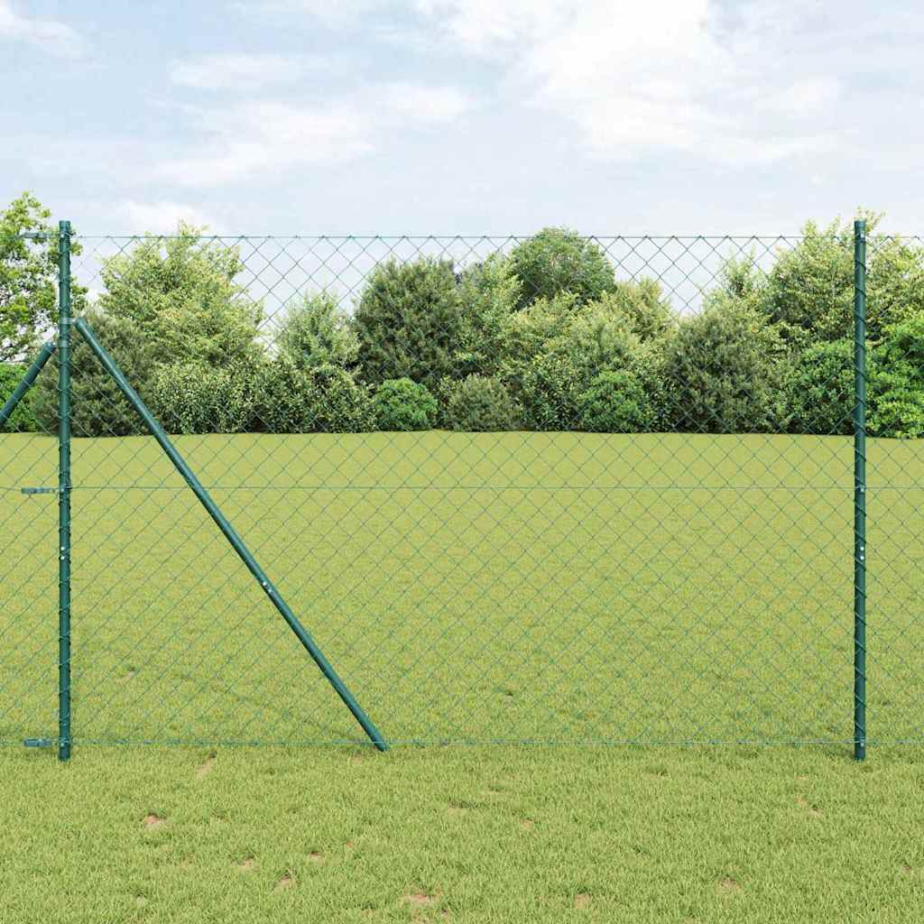 Kædehegn med 13 stolper 1,6x25 m galvaniseret stål grøn