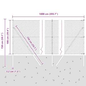 Ocelový plot s řetězovými odkazy na pozemní uchycení 10 x 1 m - obrázek 13