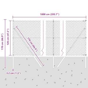 Ocelový plot s řetězovými odkazy na pozemní uchycení 10 x 1,2 m - obrázek 13