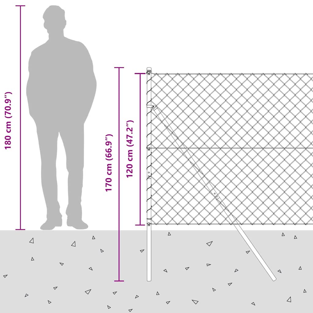Plotový sloupek. Šedá 10 x 1,2 m (síťka 60 x 60 mm) Ocel a PVC - obrázek 15