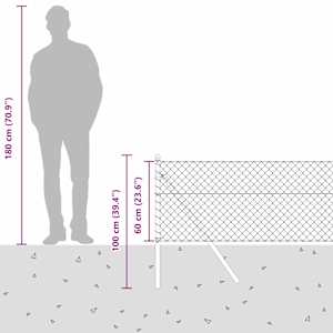 Oplocení na řetězcích se upevňuje na zem 25 x 0,6 m Šedá - obrázek 15