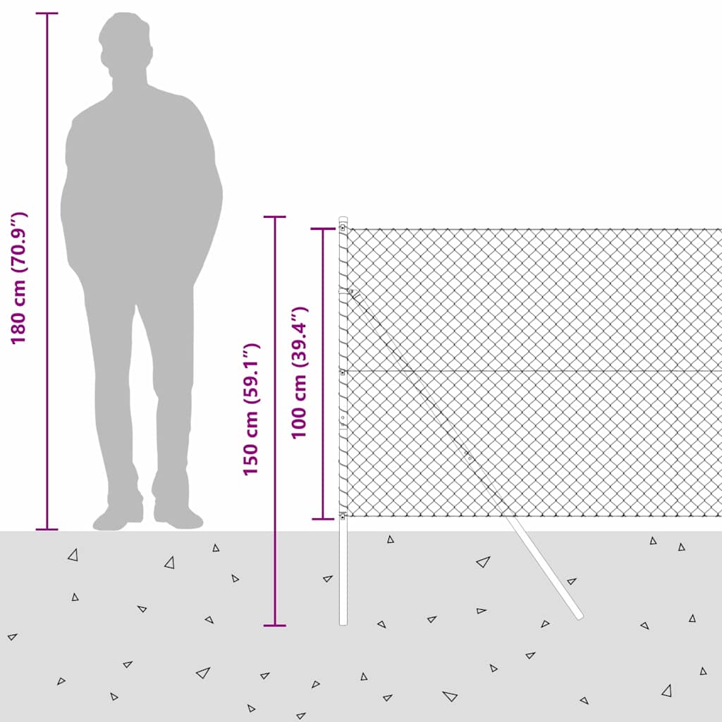 Plotový sloupek. Šedá 25 x 1 m (síť 40 x 40 mm) Ocel a PVC - obrázek 15