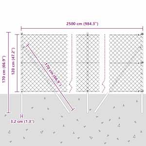 Ocelový plot s řetězovými odkazy na pozemní uchycení 25 x 1,2 m - obrázek 14