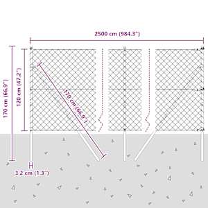 Ocelový plot s řetězovými odkazy na pozemní uchycení 25 x 1,2 m - obrázek 14