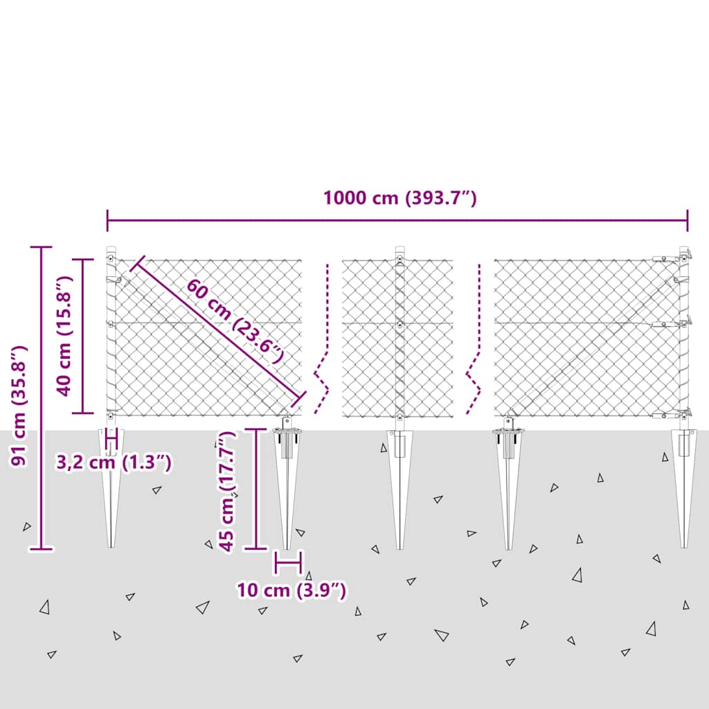 Plotový sloupek. Zelená 10 x 0,4 m (síť 40 x 40 mm) Ocel a PVC - obrázek 14