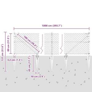 Řetězová plotová konstrukce s hroty 10 x 0,8 m Zelená Síťovina - obrázek 14