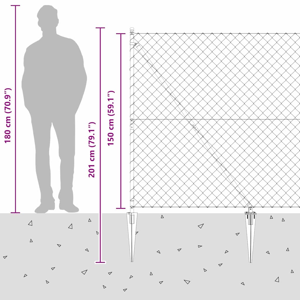 Plotový sloupek. Zelená 10 x 1,5 m (síť 40 x 40 mm) Ocel a PVC - obrázek 16